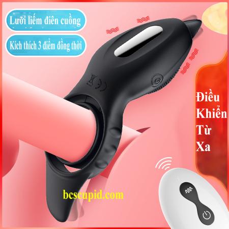 Vòng Rung Lưỡi Liếm Khóa Tinh Trùng - Có Remote